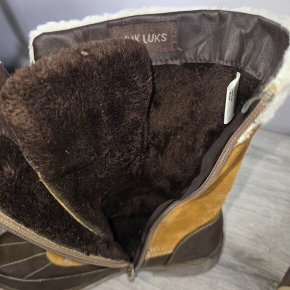 VTG MukLuks Snow Boots Womens Sz 8M Faux Suede Block Heel Lug Sole Winter Zip - Picture 8 of 9